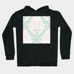 Regency style modern floral damask medallion pattern in soft  pink and pale  mint green Hoodie